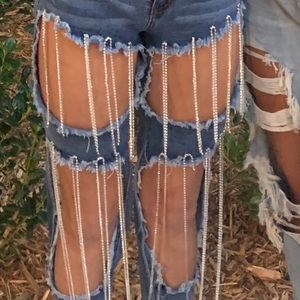 Jeans with diamonds size 0/2 , stretchy